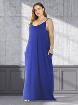 Solid Color Loose Pocket Sling Dress