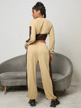 Contrast Tight Top Trousers Sports Suit