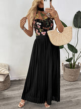 Sleeveless Embroidered Wide-leg Jumpsuit