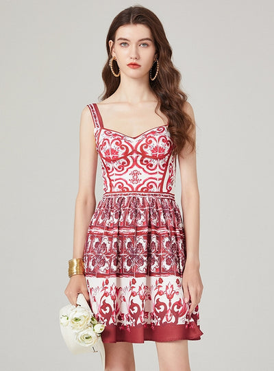 Retro Palace Printed Suspender Dress