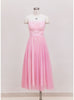 Pink Tulle Straps Pearls Prom Dress