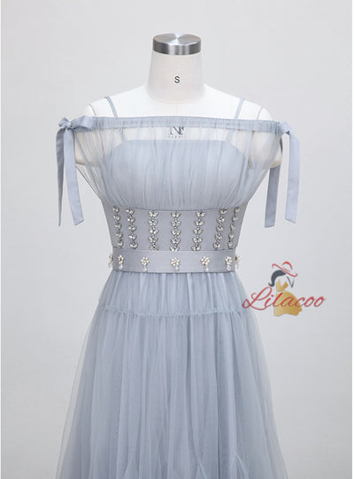 Retro Mesh Sling Off the Shoulder Dress