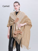Scarf Wool Ball Knit Cardigan Shawl Cloak