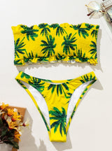 Printed Pleats Two Piece Bikini