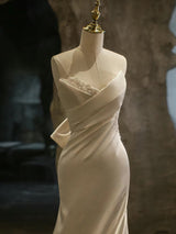 Sexy White Mermaid Satin Lace Beading Wedding Dress