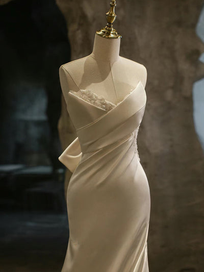 Sexy White Mermaid Satin Lace Beading Wedding Dress