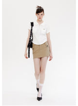 Slim Short Sleeve Zipper POLO Collar T-shirt