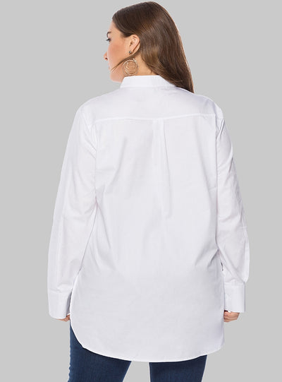 Simple Plus Size Long Sleeve Ladies' Shirt