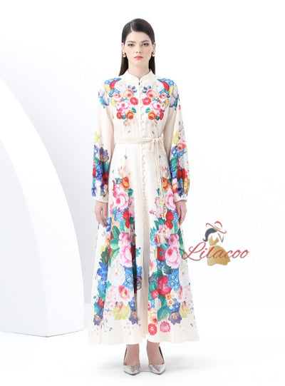 Palace Retro Lantern Sleeve Button Split Printed