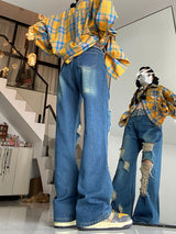 Vintage Ripped High Waist Loose Wide Leg Jeans