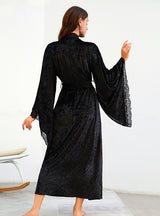 Lace Long Sleeve Velvet Nightgown