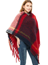 Thick Thick Tassel Color Matching Pullover Cloak
