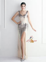 Mermaid Sequins Straps Beading Prom Dress