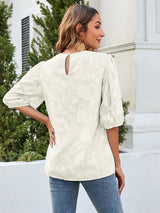 Flower Pattern Puff Sleeve Chiffon Loose Top