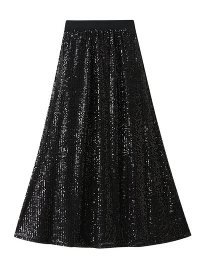 High Waist Sequins Mid-length Hip Skirt