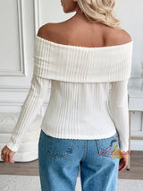 Off-the-shoulder Long-sleeved Slim Fit Top