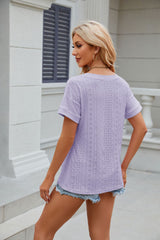 Solid Color Pocket V-neck Short Sleeve T-shirt