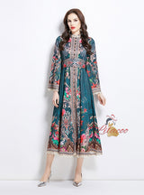 Stand-up collar Flared Sleeves Dress