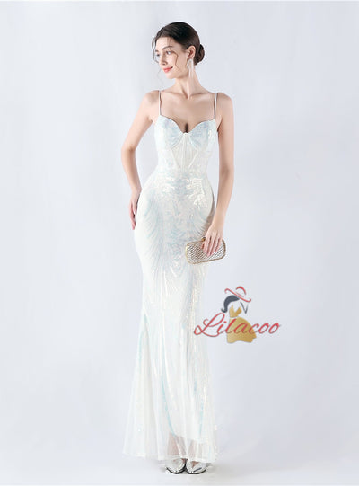 Mermaid Sequins Spaghetti Straps Prom Dress