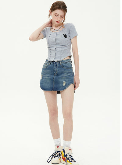 Short Sleeve Slim Short T-shirt