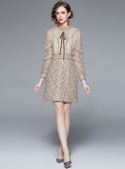 Embroidered Lace Stitching Sequined Dress