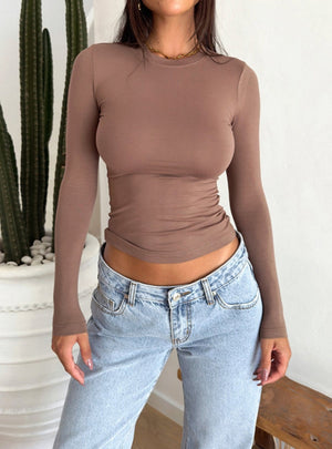 Casual Solid Color Slim Long Sleeve T-shirt