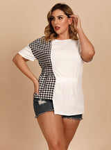 Short Sleeves Irregular Round Neck T-shirt