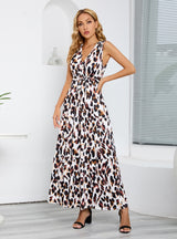 V-neck Leopard Print Slim Dress