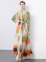 Women Fold Loose Large Print Coat