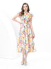 Retro Stand-up Sleeveless Long Printed Dress