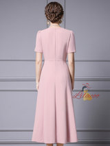 Pink Beading Short Sleeve Mother Of The Bride Dress