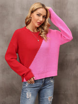 Fuchsia Pullover Loose Sweater