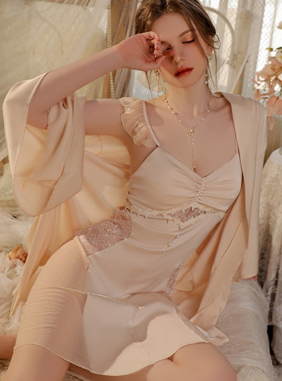 Ice Silk Suspender Nightdress Suit