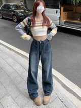 Retro Blue Straight High Waist Jeans