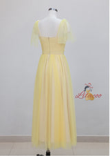 Yellow Mesh Long High Waist Slim Dress