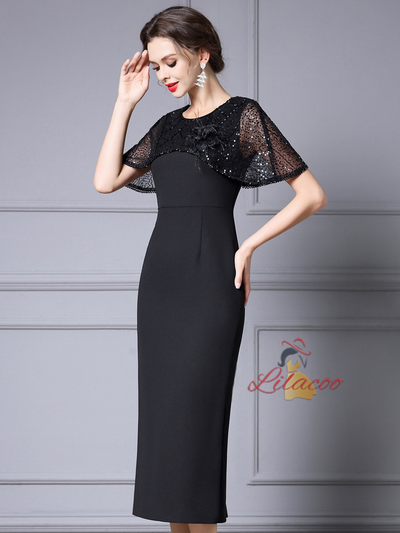 Black Sequins Mother Of The Bride Dress