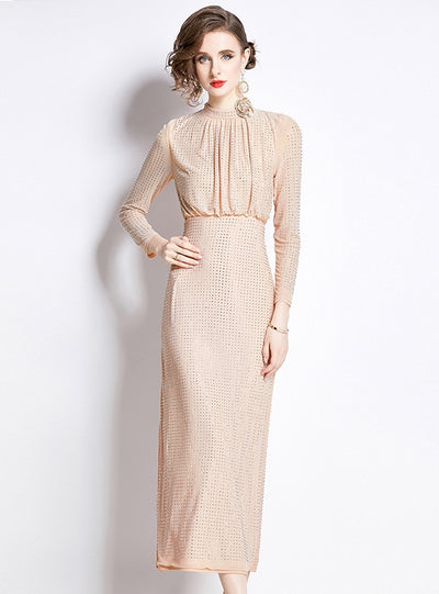 Three-dimensional Flower Slim Sequined Gauze Dress