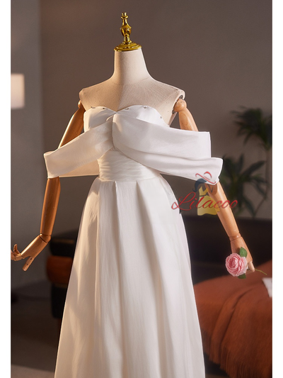 Strapless Ankle Length Pleats Wedding Dress