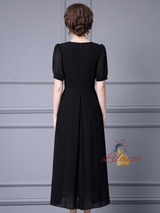 Black Chiffon V-neck Mother Of The Bride Dress