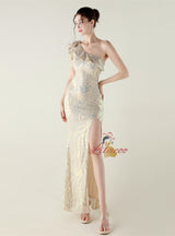 Mermaid Sequins One Shoulder Prom Dress