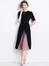 Slim-fit Short-sleeved Stitching Dress