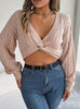 Casual Knotted V-neck Navel Sweater