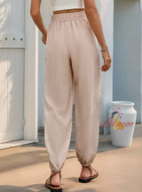High Waist Pocket Elastic Pant