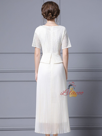 Pink Short Sleeve 3D Flower Mother Of The Bride Dress