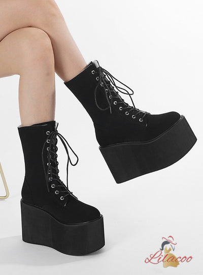 Thick-soled Round Toe Velvet Winter Boots