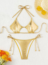Sexy Halter Gold Two Piece Bikini