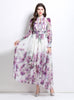 Fashion Printed Silm Waist Lantern Sleeve Dress