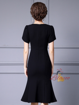 Black Sequins Short Sleeve Mother Of The Bride Dress