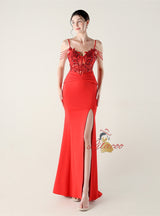 Memraid Spaghetti Straps Appliques Prom Dress