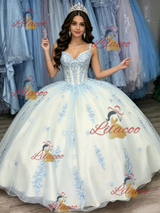 White Tulle Straps Appliques Quinceanera Dress